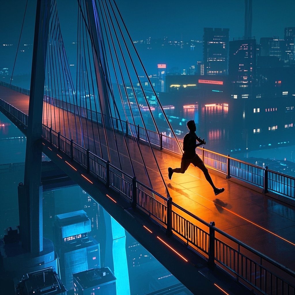 赛博都市桥景-影视分镜与场景设定-强光影