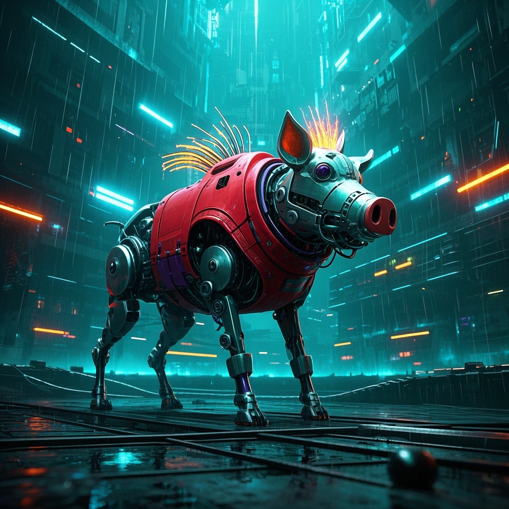 赛博朋克太空城机械猪—概念设计师快速方案