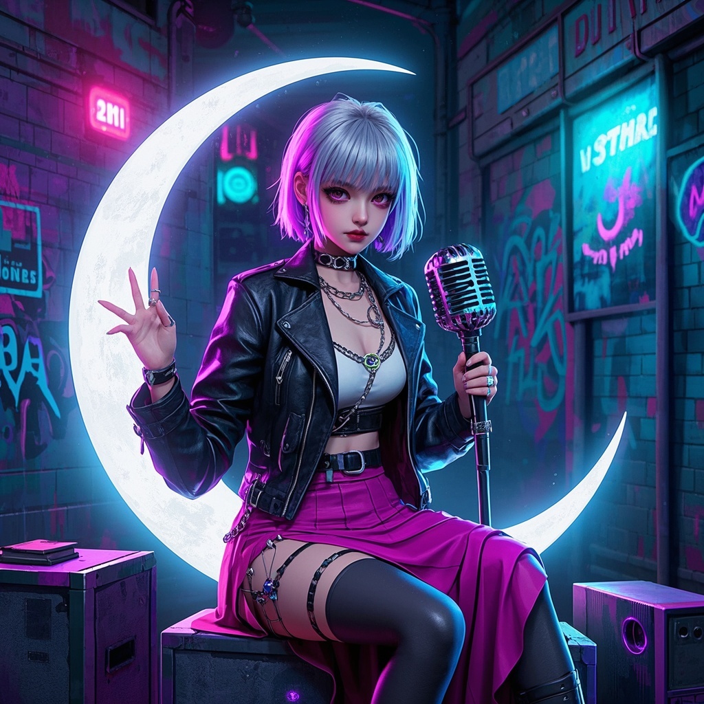 独立音乐人与厂牌-专辑封面与巡演海报-月夜朋克少女幻想