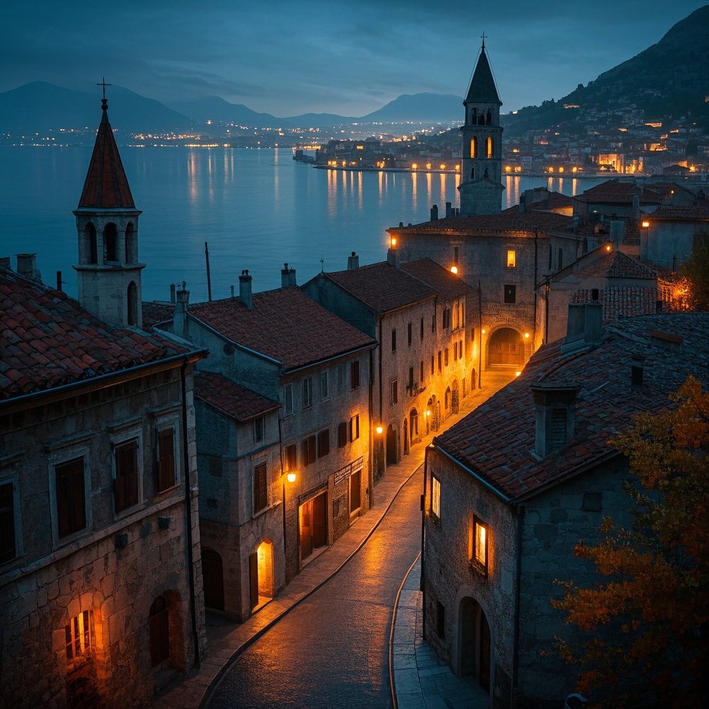 夜色古城艺术渲染-影视分镜与美术指导-夜景开场大场面