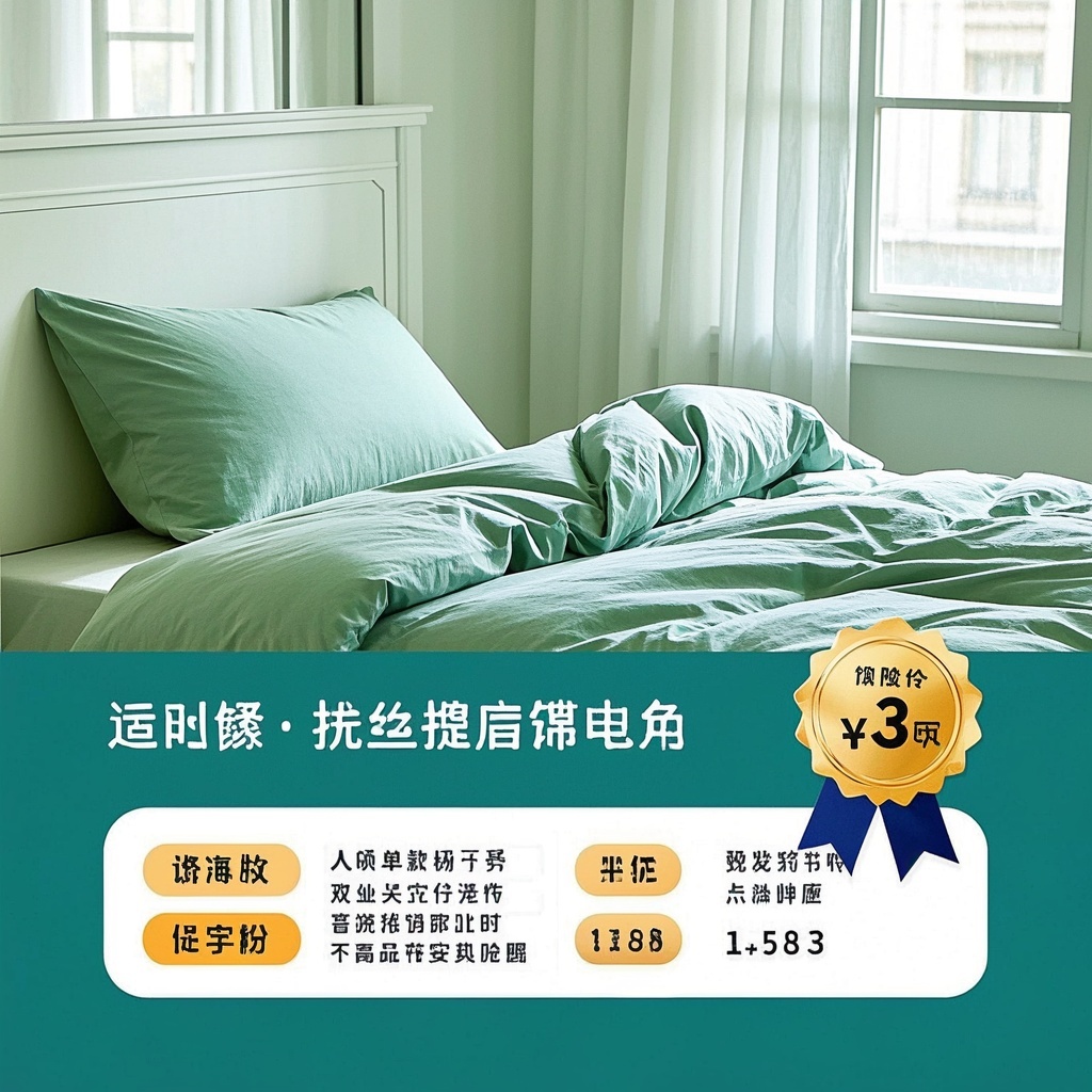 新手卖家与个体商家-清新家居风床品主图