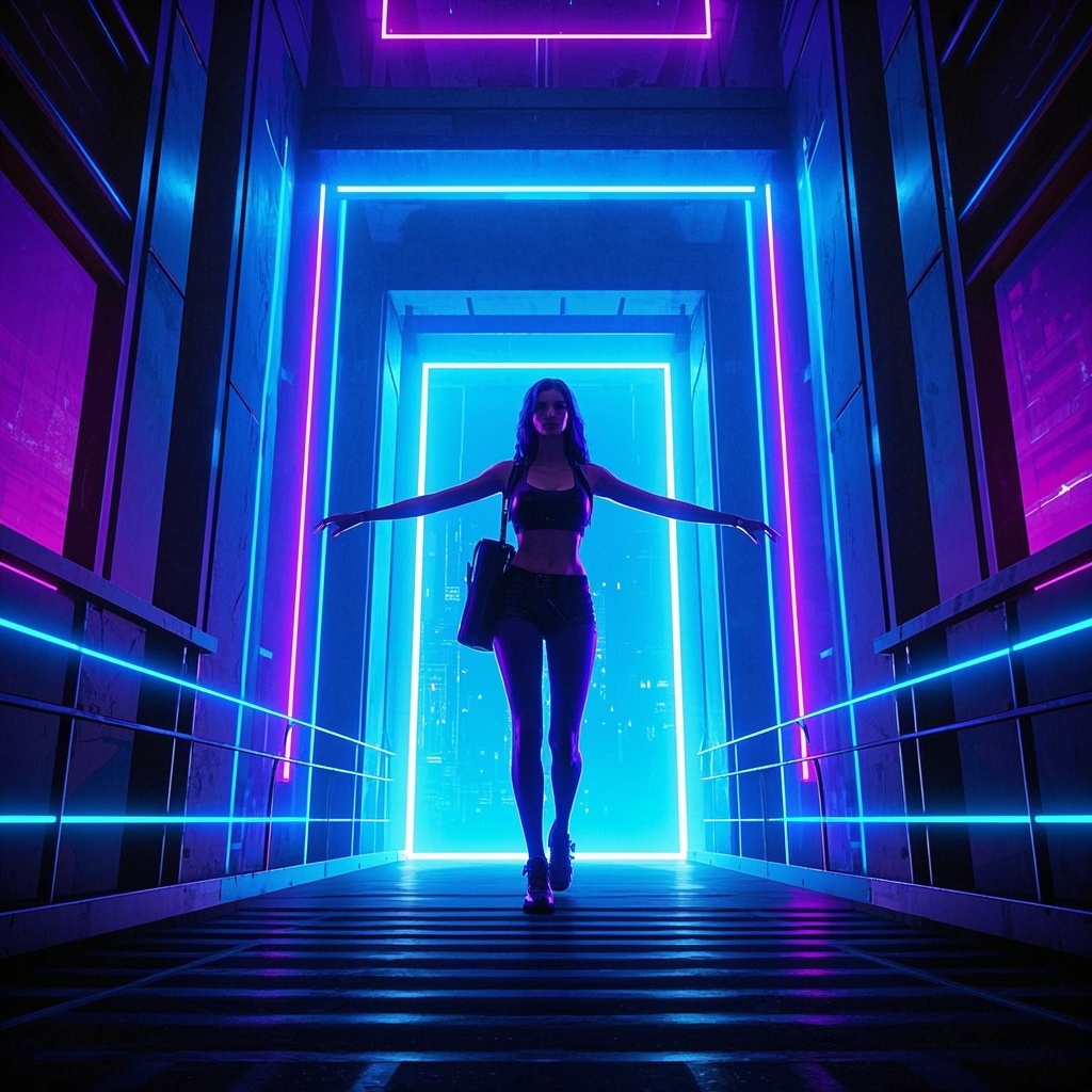 赛博都市桥景-品牌营销与活动海报-主视觉