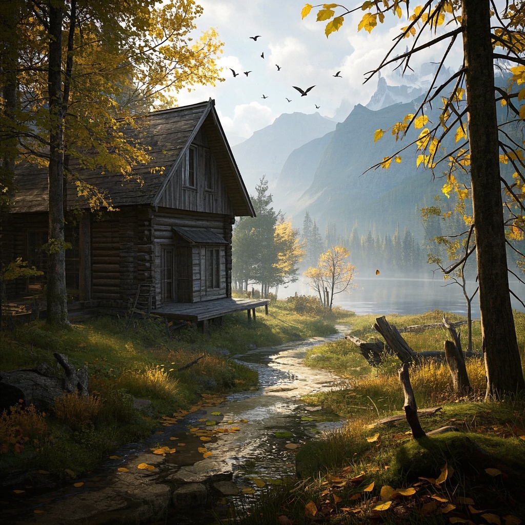 山间小屋秋日晨光-摄影师与工作室-光线氛围预演