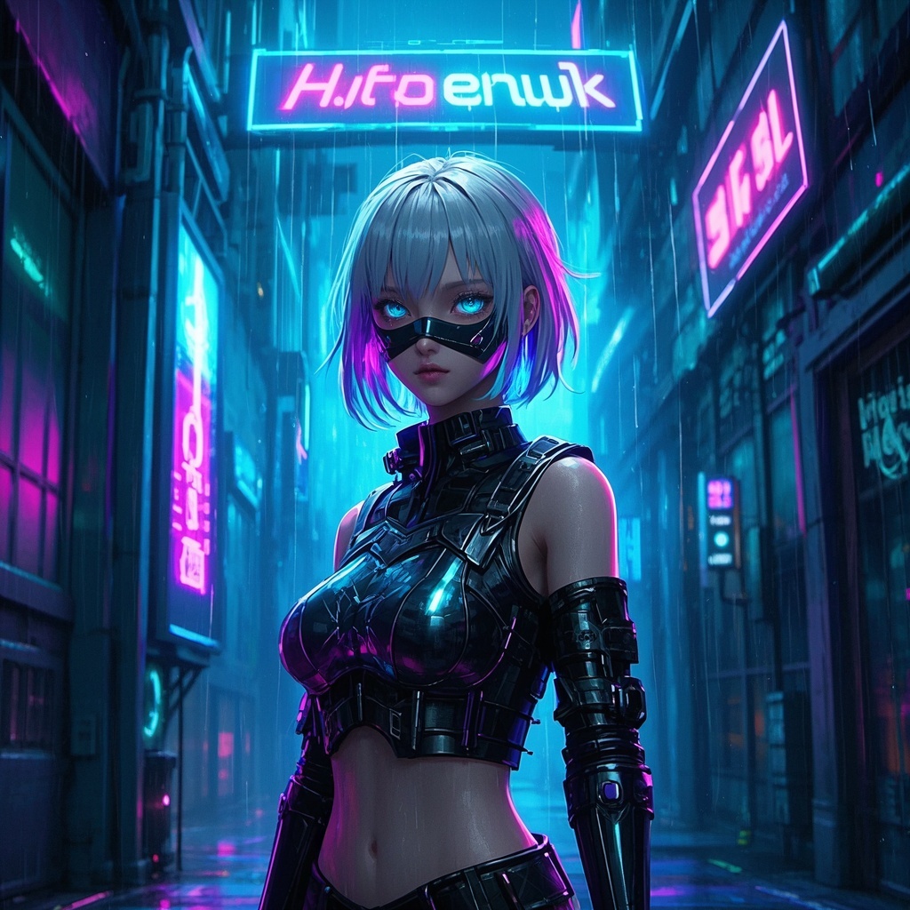 数字艺术家与插画师-赛博朋克幻境少女-角色参考与色彩方案