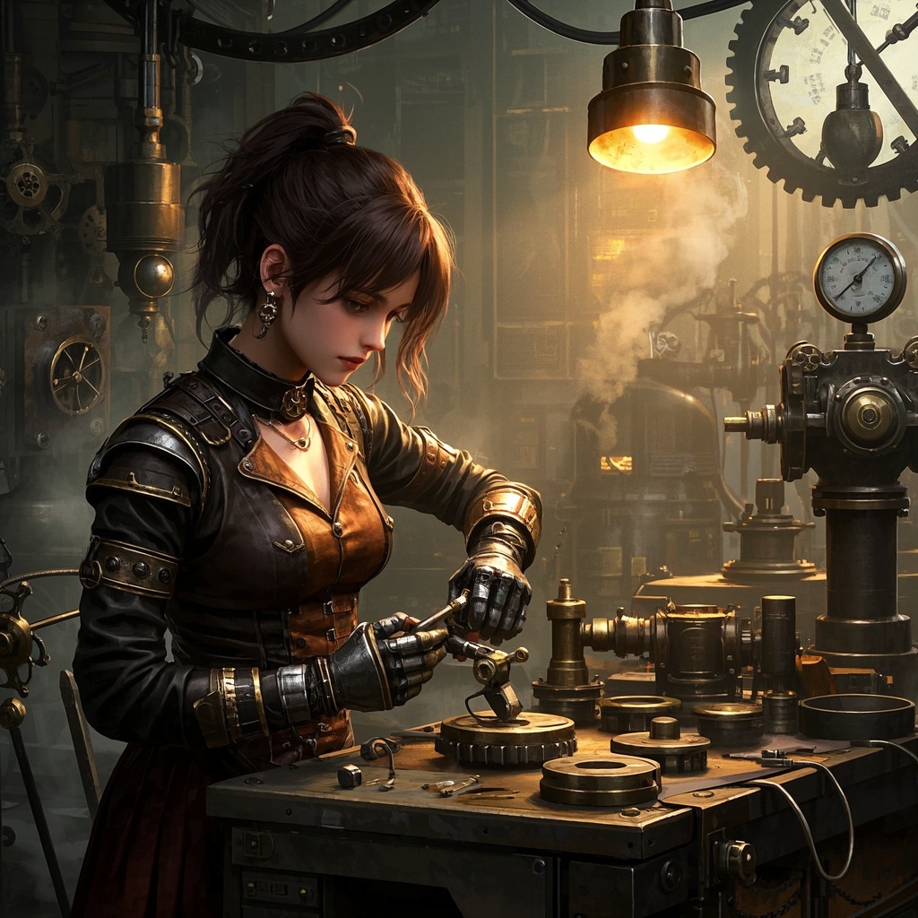 游戏美术与角色设计-蒸汽朋克少女烟雾幻境-皮肤与装备光效