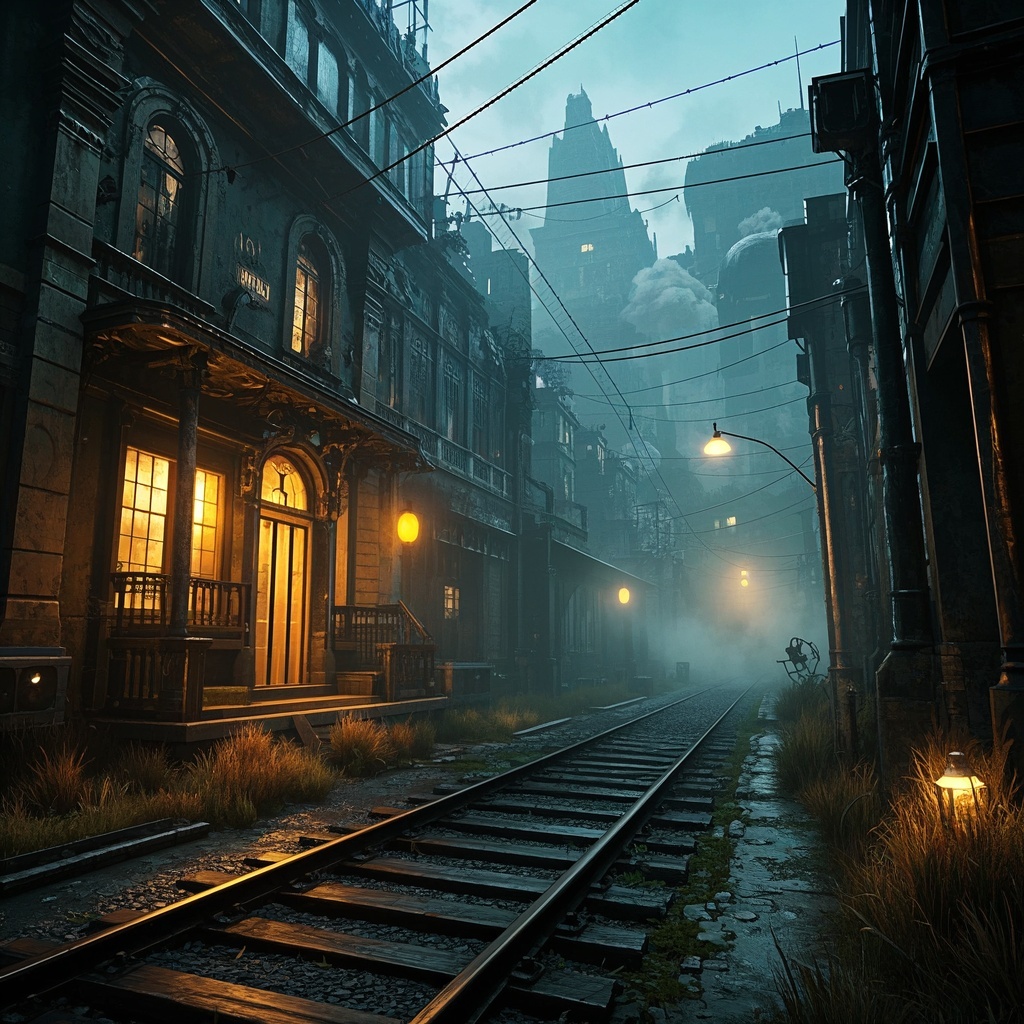 蒸汽朋克废墟艺术画-游戏关卡设计师氛围锚点