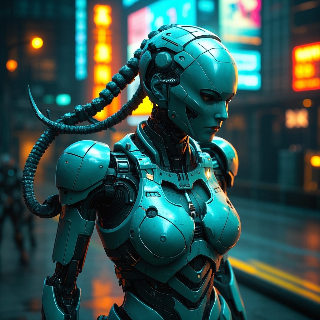 《未来有机陶瓷女机器人》-游戏角色美术宣图