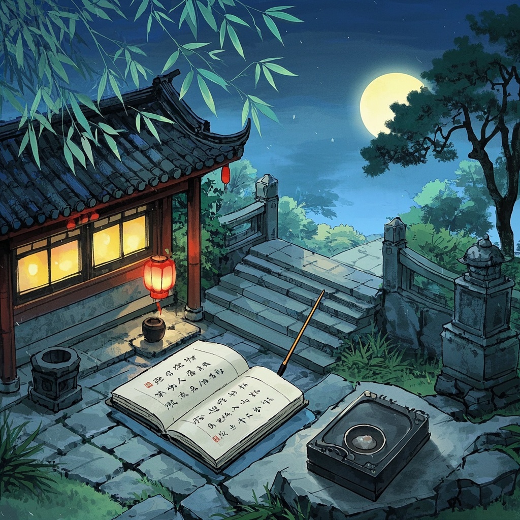 诗意场景艺术绘制-教育出版编辑-统一风格庭院插图