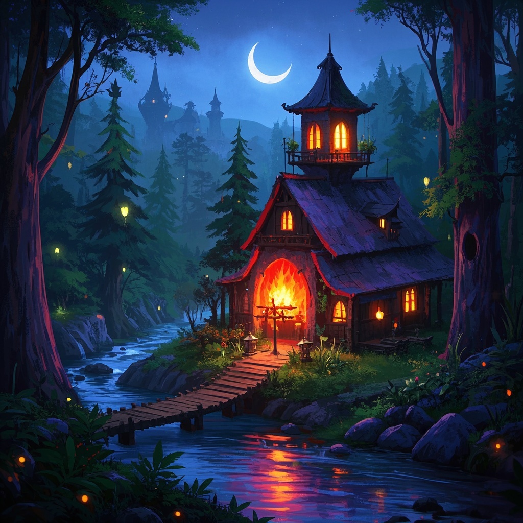 概念设计师-暗夜森林精灵居所-多构图与氛围草案