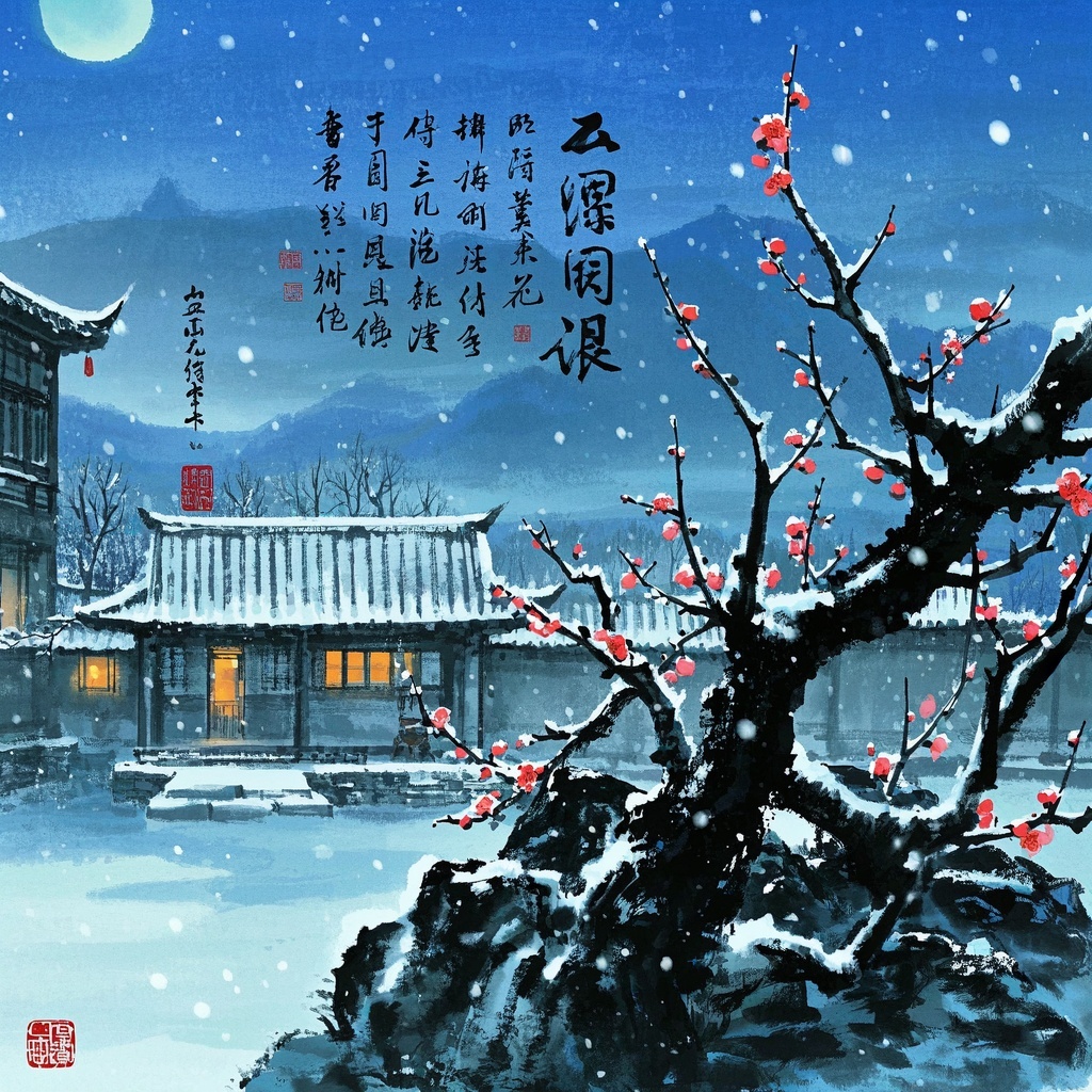 东方水墨艺术插图-出版编辑与内容制作人-诗词章节插图