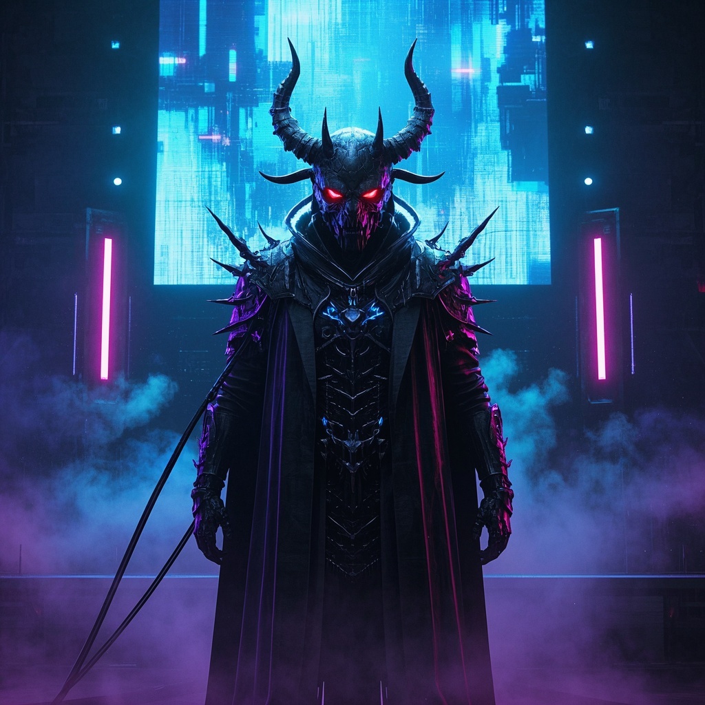 音乐企划-赛博武士恶魔专辑封面与舞台背景