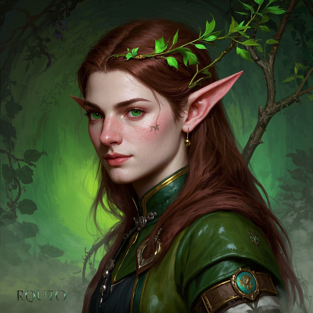 桌游与TRPG头像与情景插画-半精灵贵族德鲁伊肖像