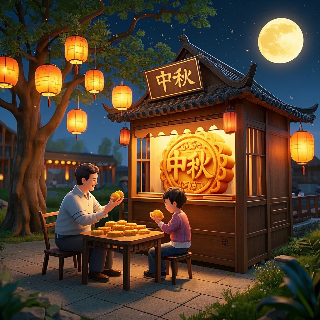 电商运营-《中秋团圆温馨家园》Banner头图-暖色版
