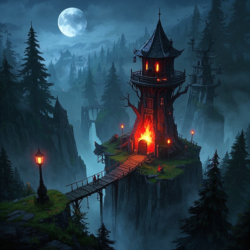 游戏美术总监-暗夜森林精灵居所-情绪版与关键镜头验证