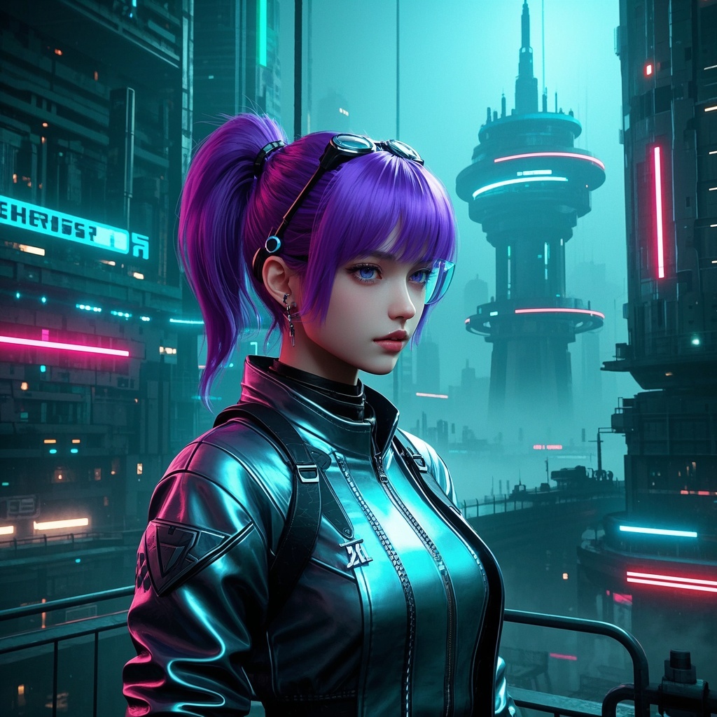 《未来都市太空朋克少女》科幻作家与出版封面：主视觉与标题留白