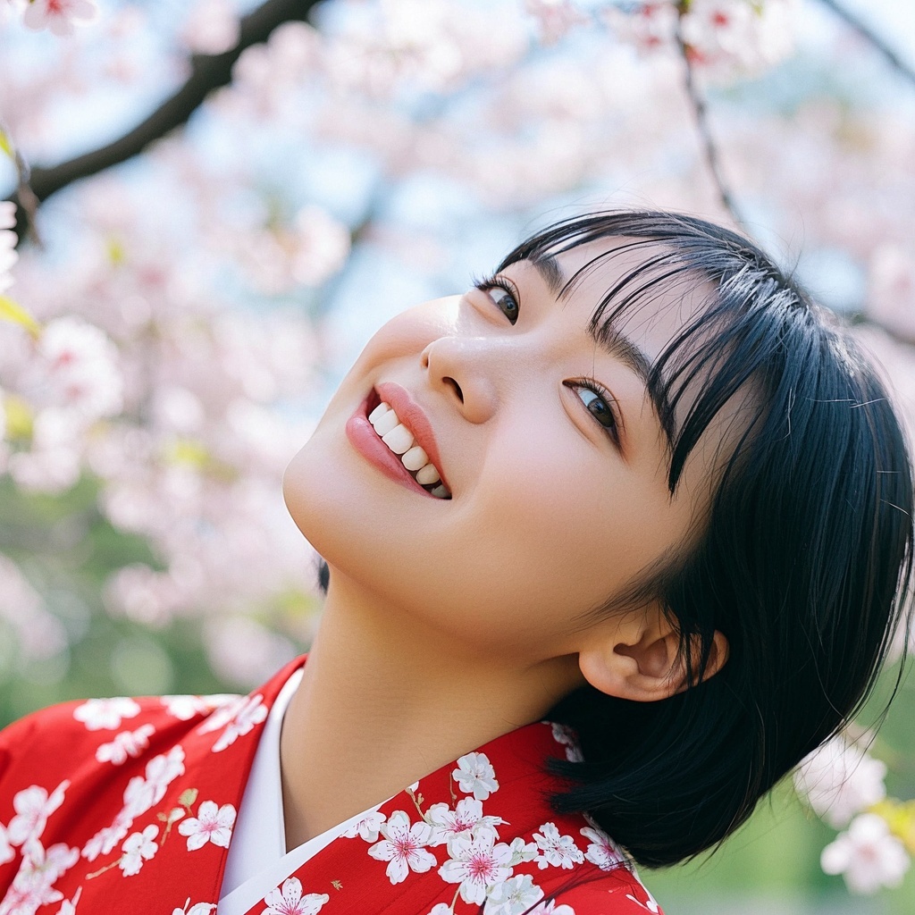 内容创作者为社交媒体生成微笑形象和服女子