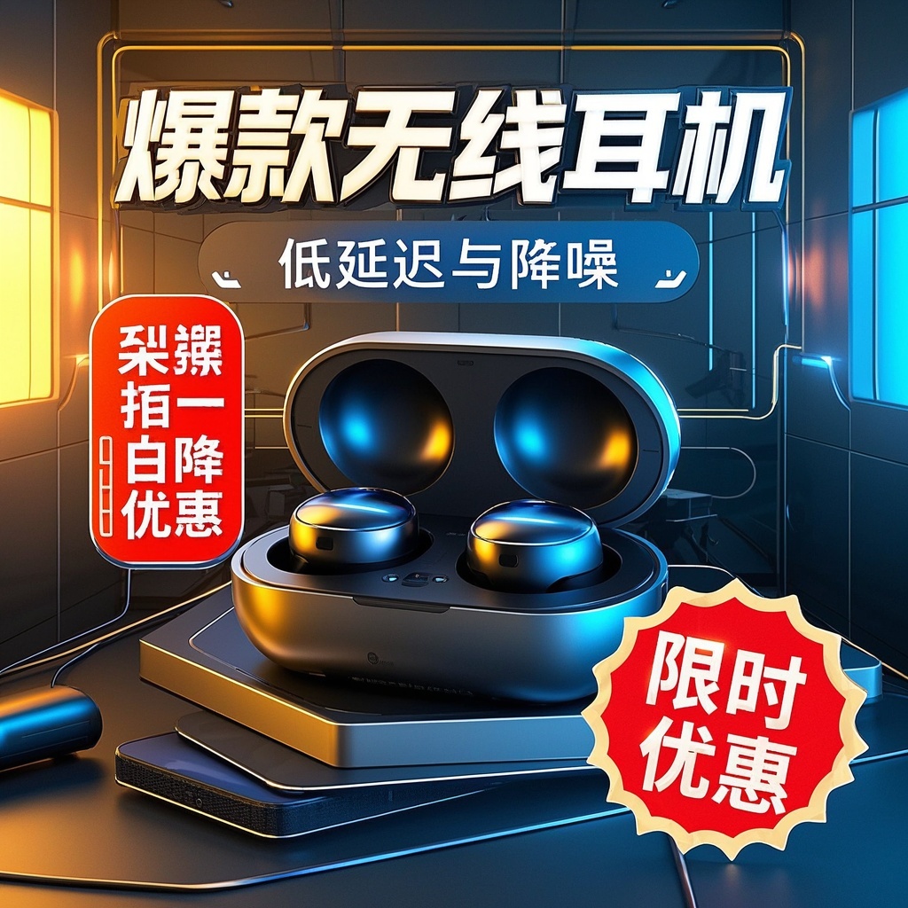 吸睛直播封面-电商直播运营与主播-AB测试促销耳机