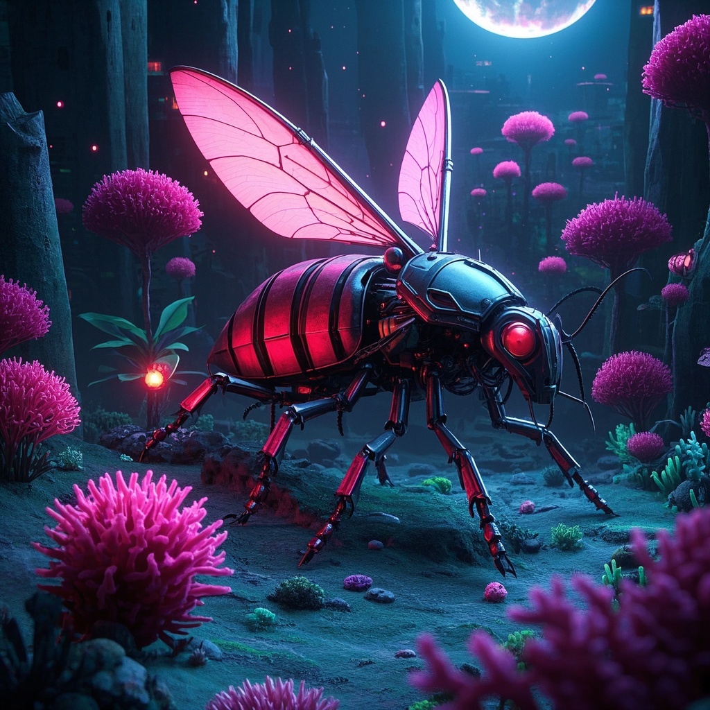 独立插画师-系列封面草图-神秘机甲巨神漫步异星