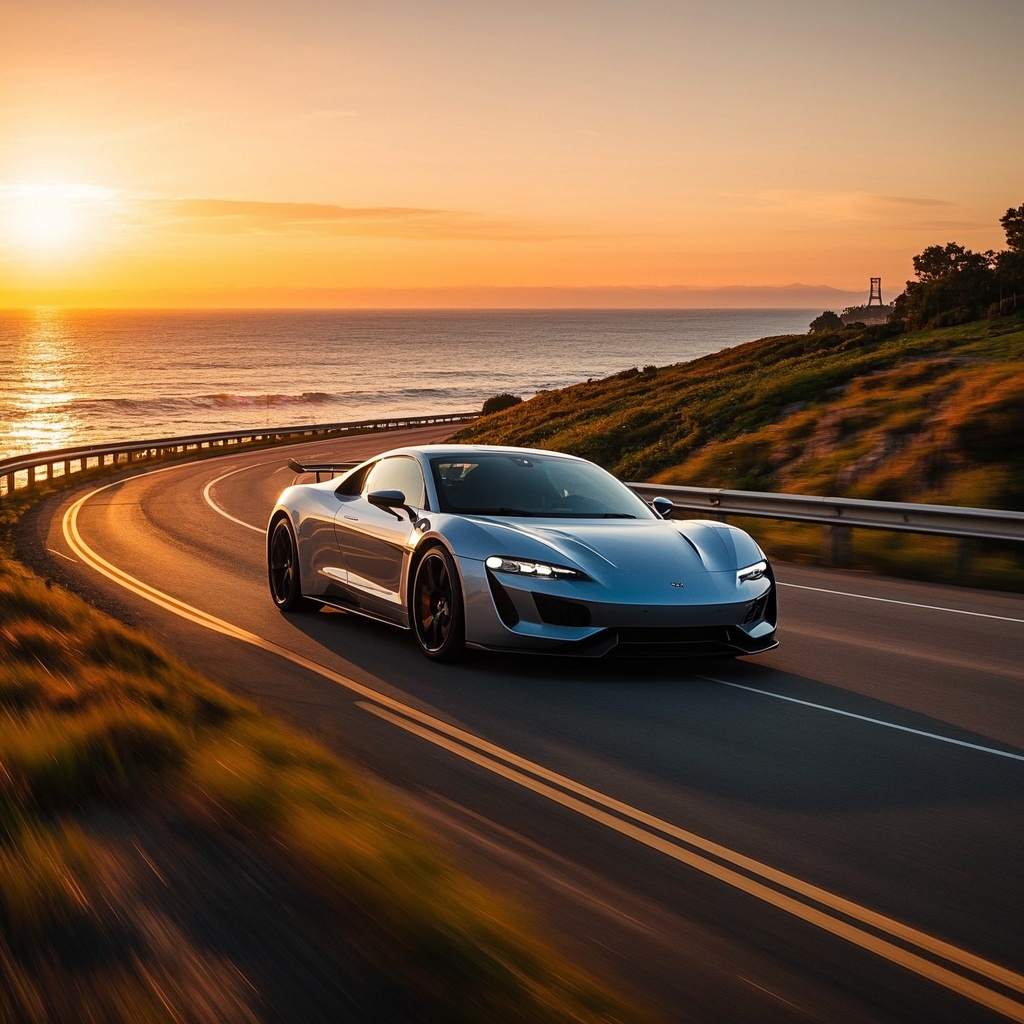 加州海岸飞驰-品牌营销A/B-日落暖调主视觉