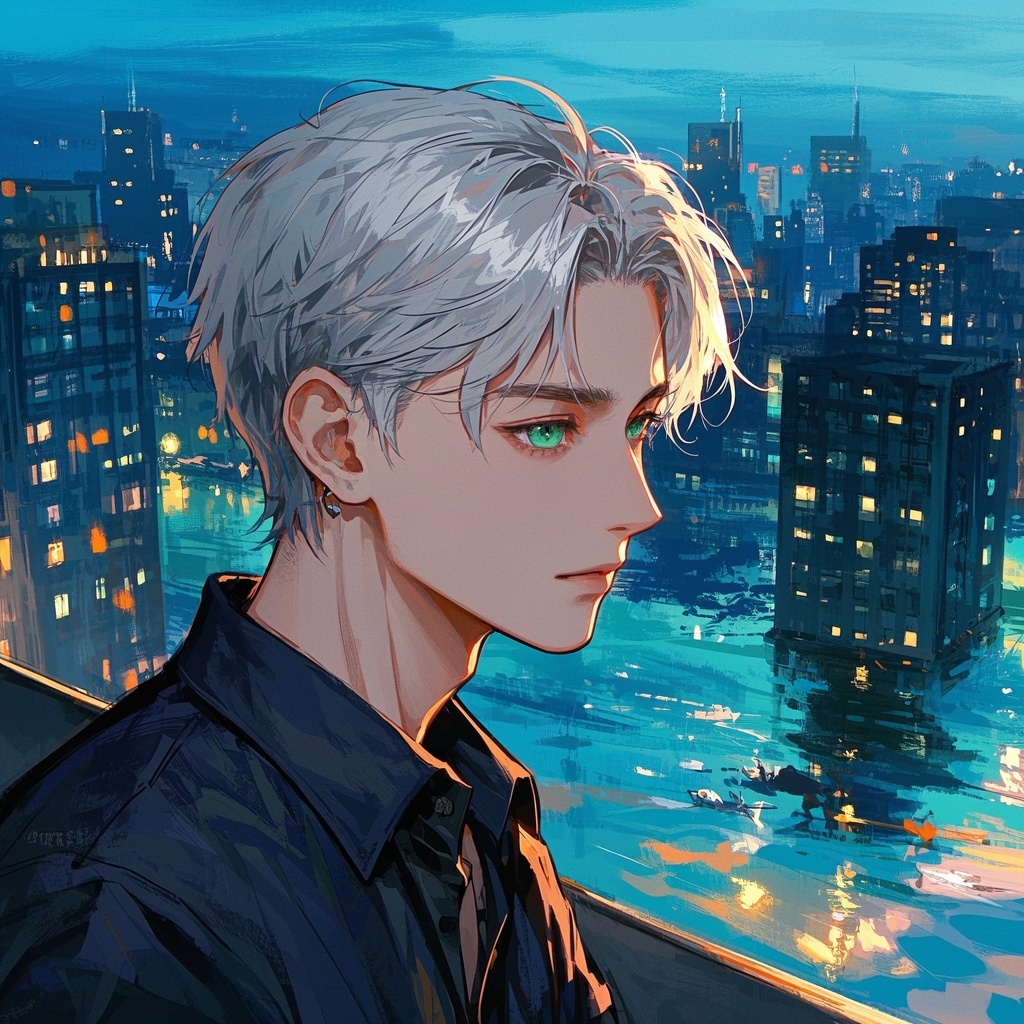 梦幻白发美男肖像-出版与漫画编辑-书封封面肖像