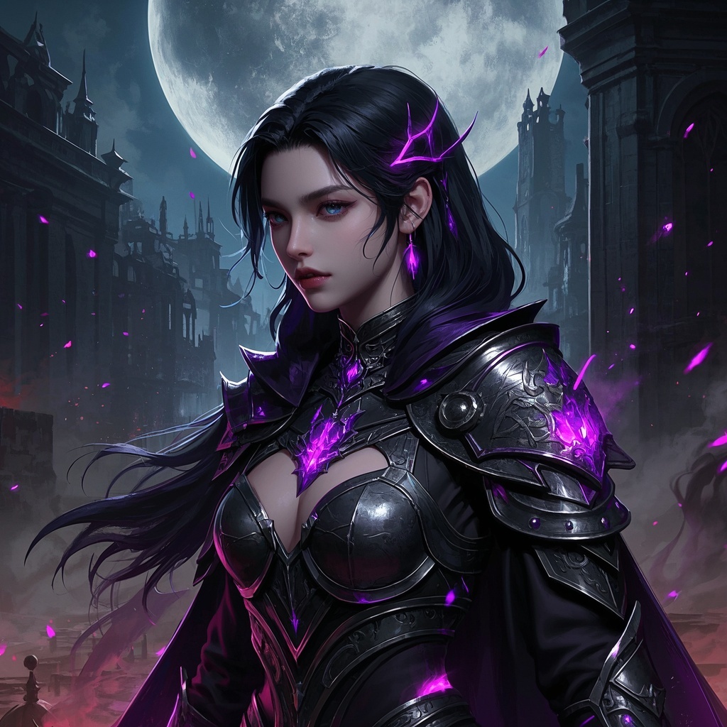 暗夜魔法少女-游戏美术与独立开发者-主角立绘与载入背景