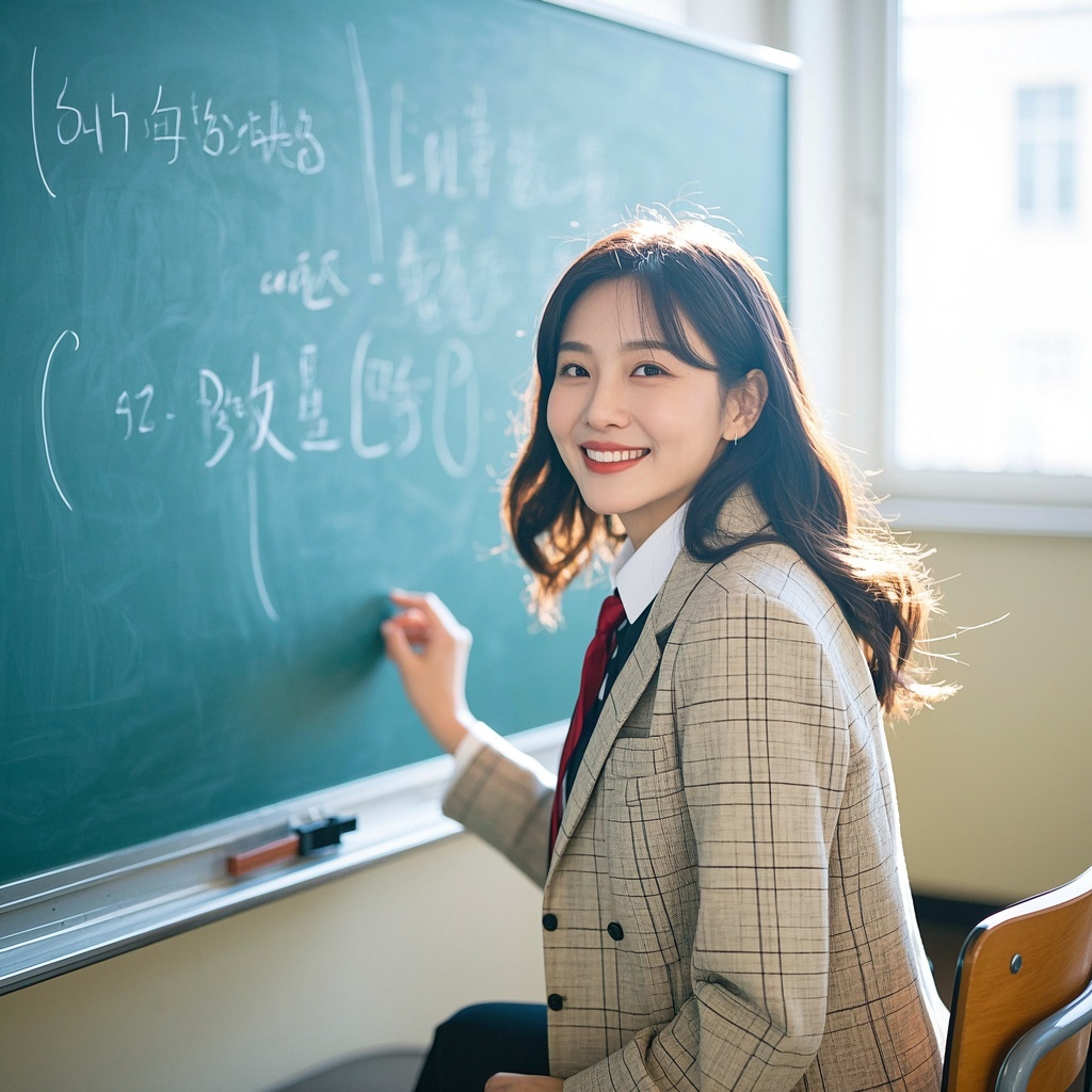 学校宣传部门-优雅女教师肖像-海报展板
