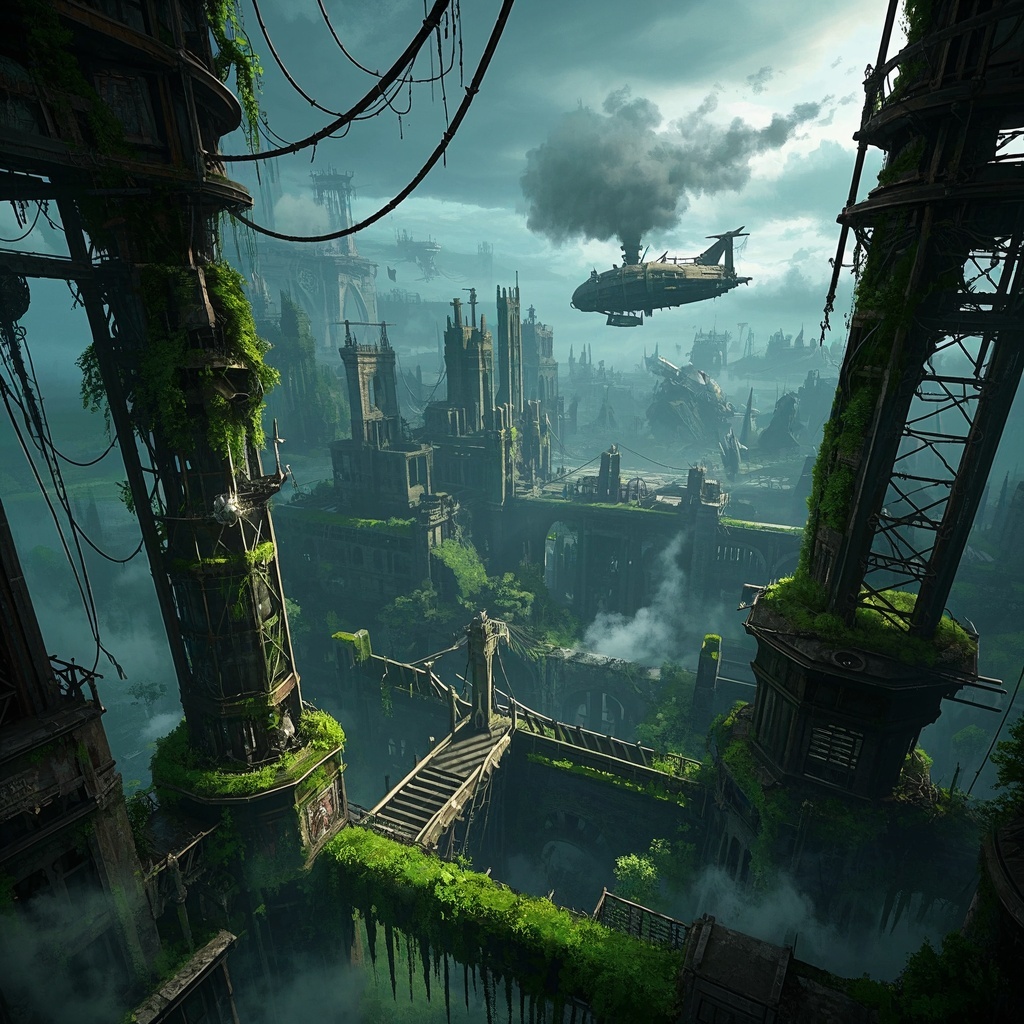 蒸汽朋克废墟艺术画-影视分镜与美术指导版本对比