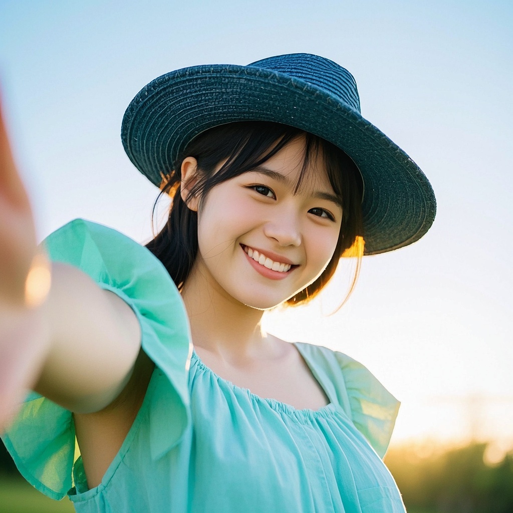 户外自拍少女艺术肖像-电商青春主图A/B测试