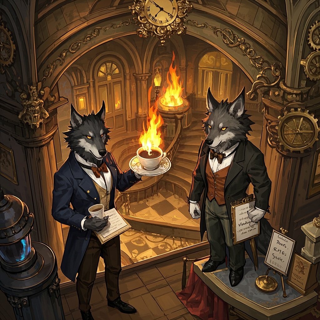 游戏美术/主美-关卡主题图与情绪板-洛可可狼人咖啡厅奇境