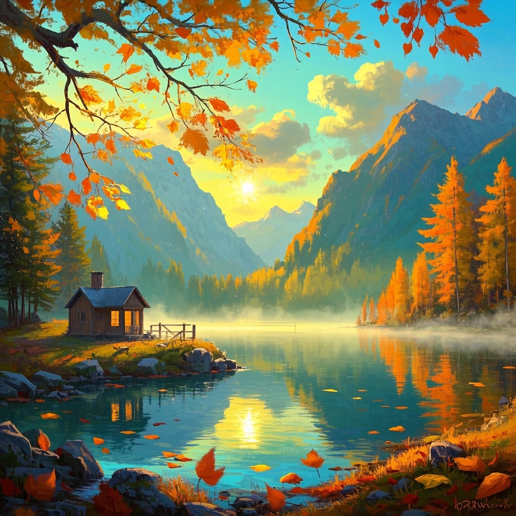 山间小屋秋日晨光-UI/UX设计师-开屏与空状态插图