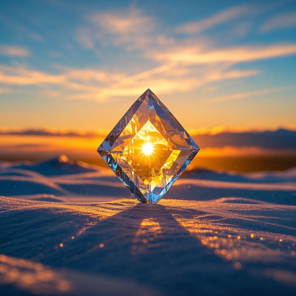 极简水晶冰晶日落-数字艺术创作者