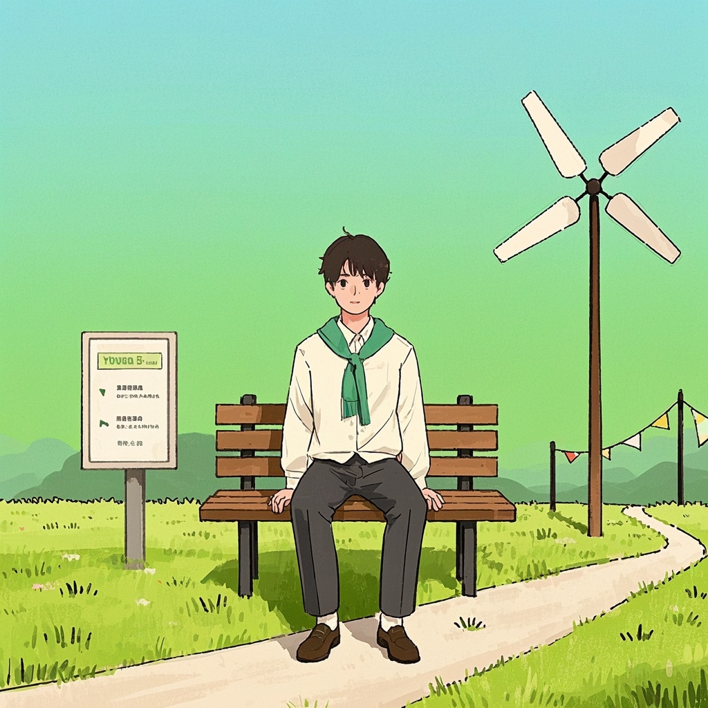 清新公园休闲插画-品牌营销策划-落地页与展会背景统一