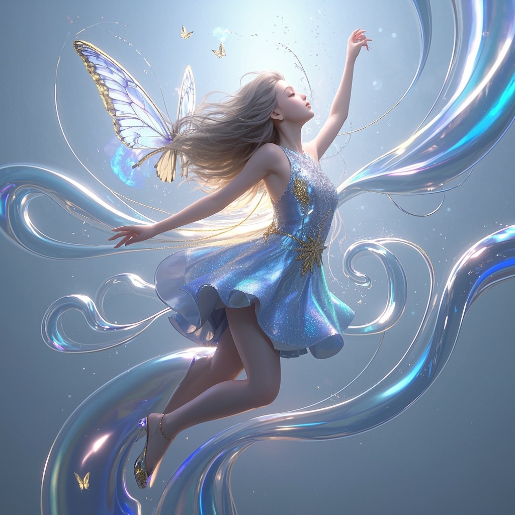 品牌KV-银蓝冷光-梦幻仙姿悬浮画卷
