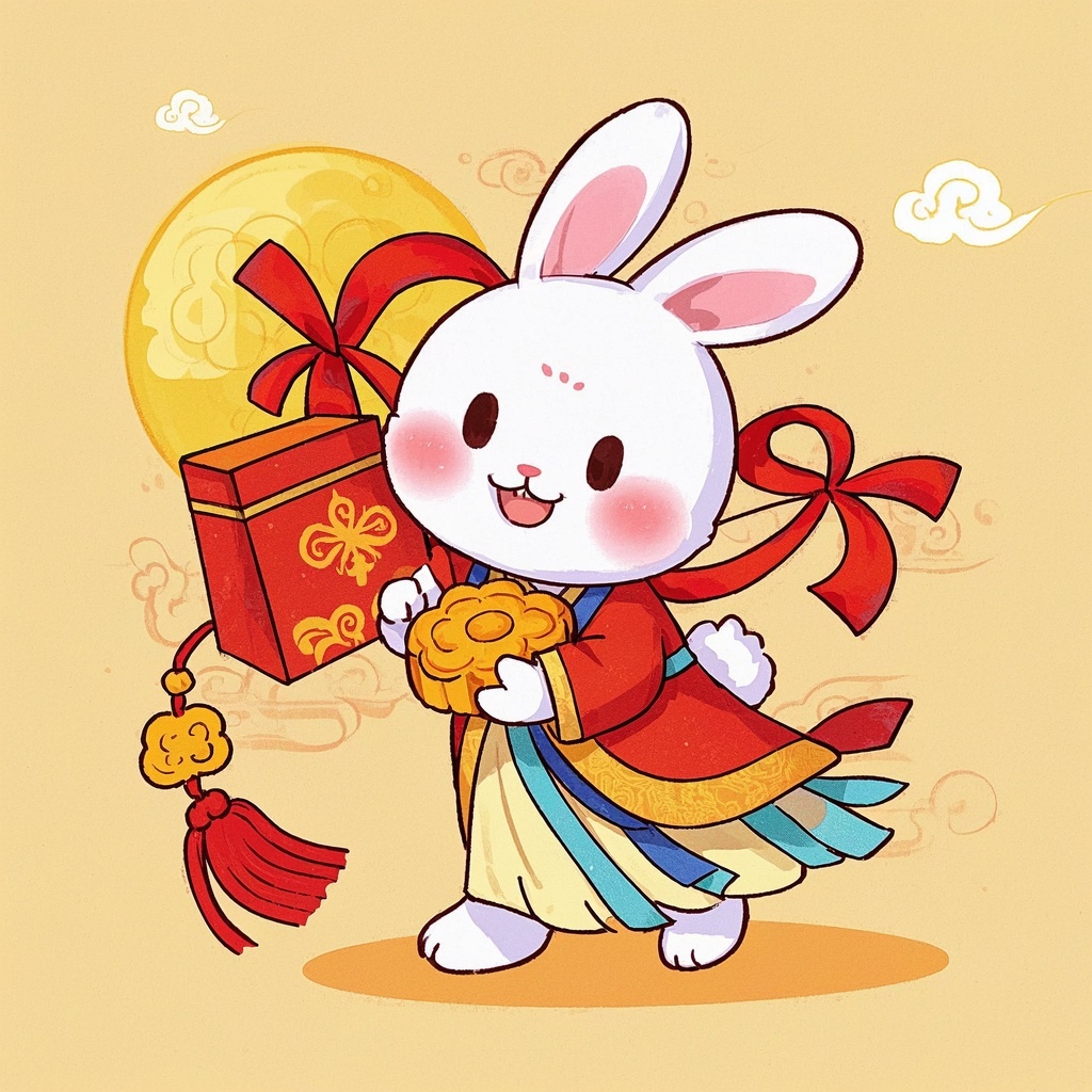 电商运营与店铺设计-节庆主视觉Banner（国风仙兔贺礼手绘插画）
