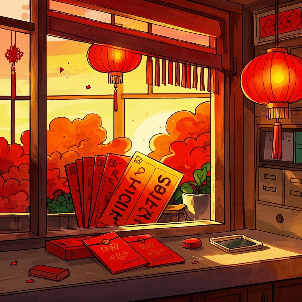 电商运营-春节红包主题插画-年货节主图Banner