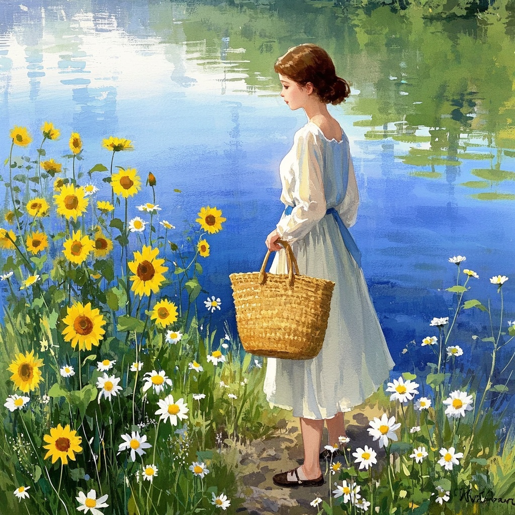 电商运营与内容编辑-季节促销横幅与社媒图-湖畔花语水彩绘