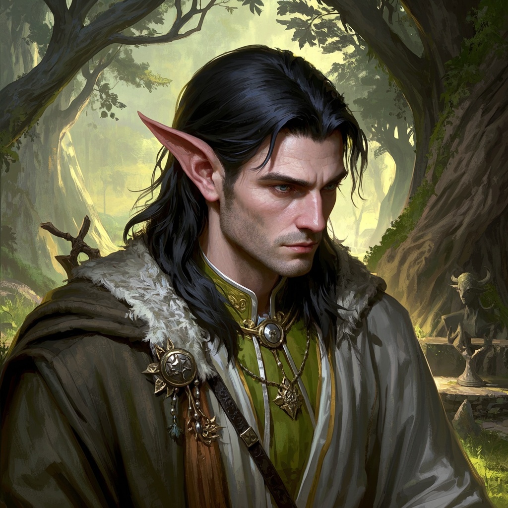 出版封面与内页插图-半精灵贵族德鲁伊肖像