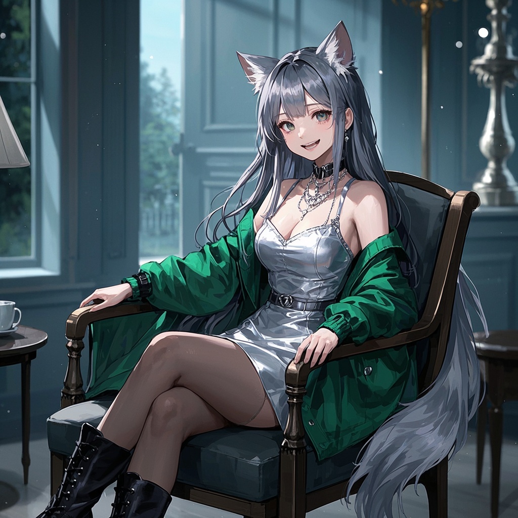 职业插画师：生成高清狼耳少女画