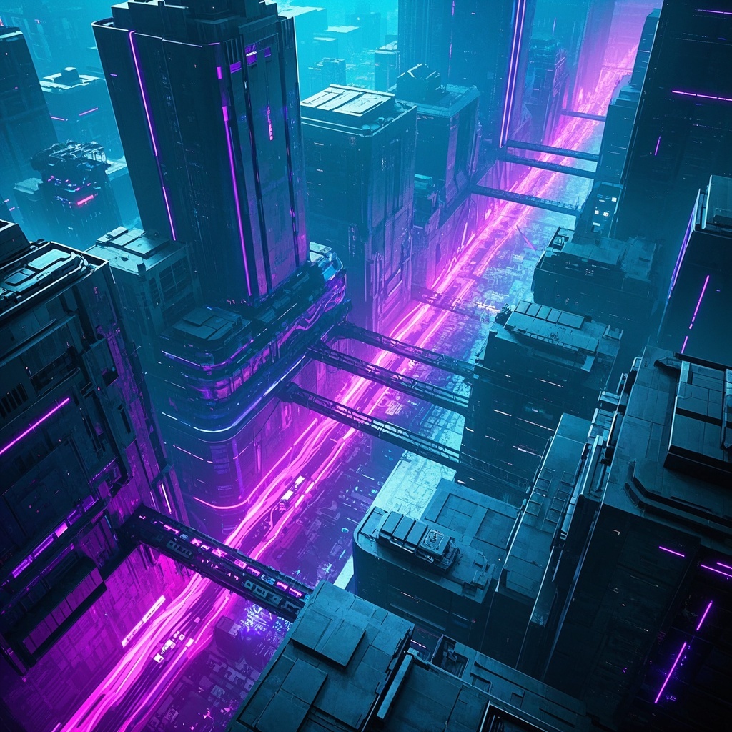 为赛博朋克题材电影构建高质量城市画面
