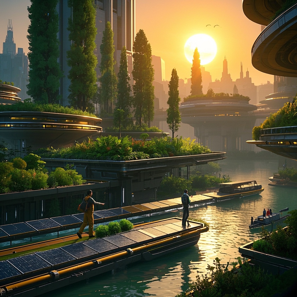 城市规划师场景：生成solarpunk风格的低碳智慧城市可视化方案