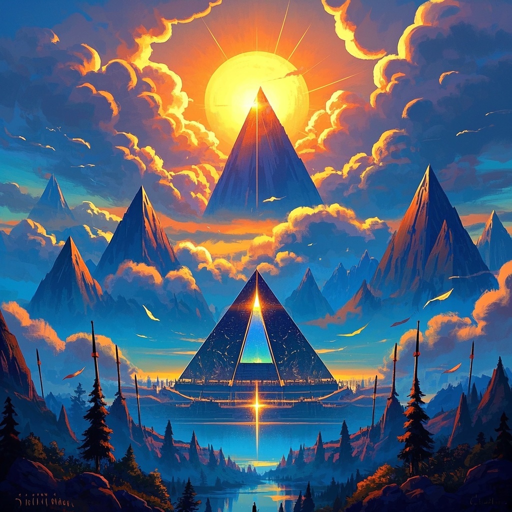 奇幻山巅金字塔-品牌与营销团队-主题海报视觉