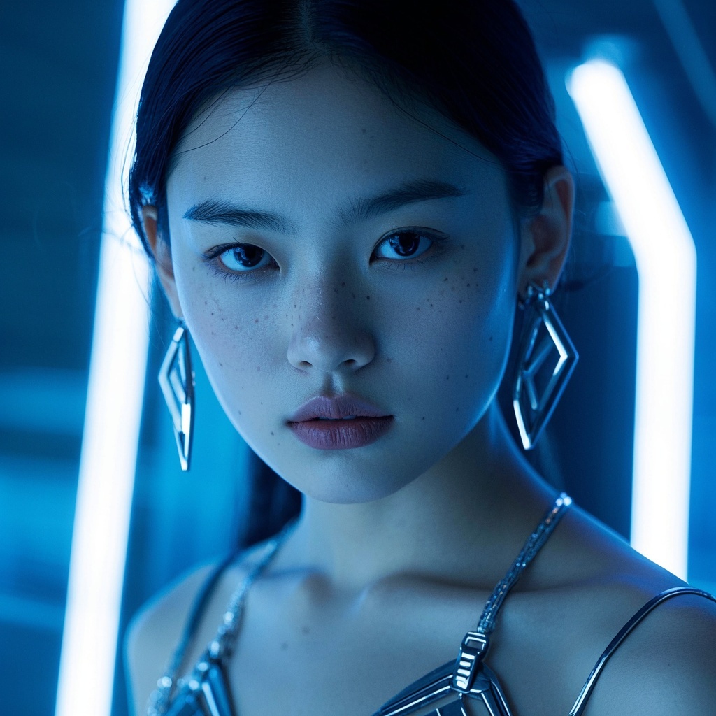 广告KV主视觉-赛博霓虹超写实少女