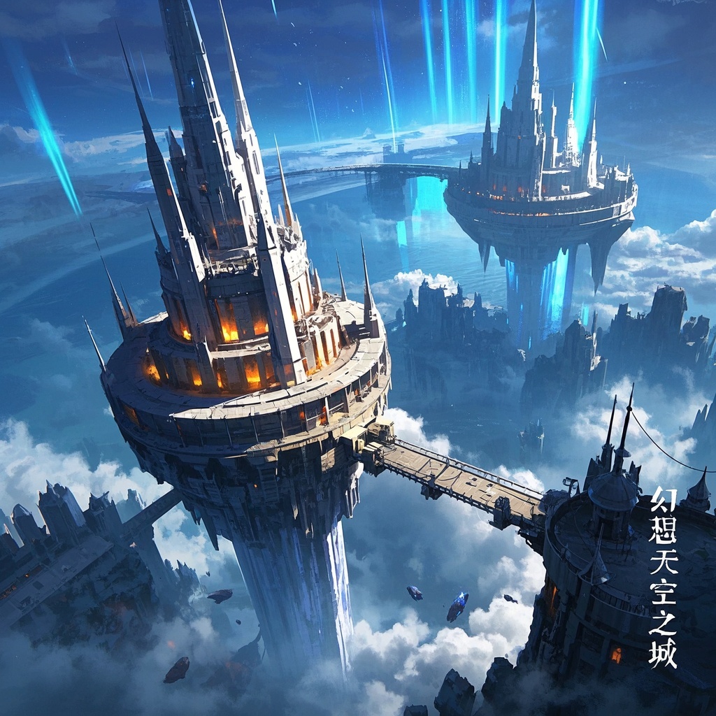梦幻云端浮城壁纸-游戏开发-登录页暗蓝幻想