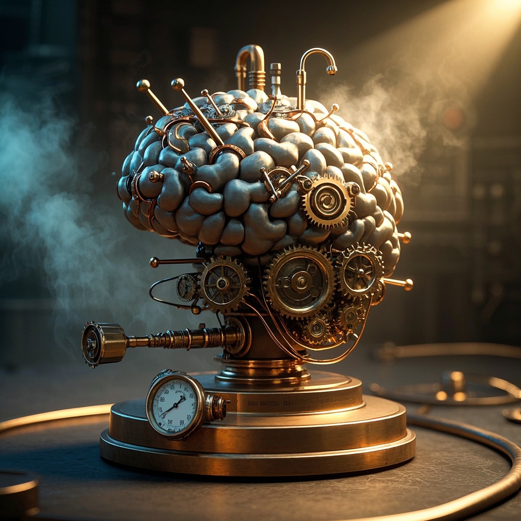 科幻概念设计师-蒸汽朋克神经网络大脑-器物设定情绪板