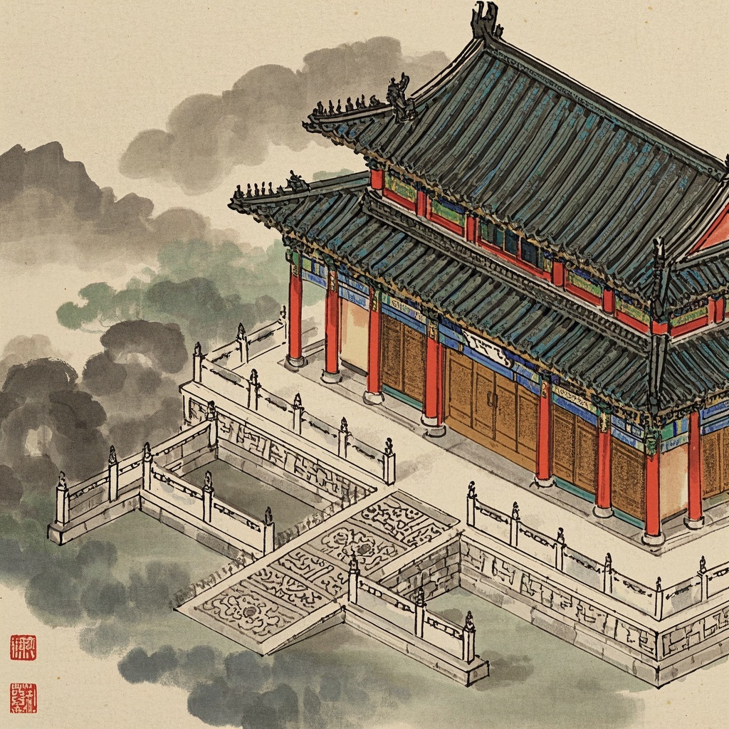 文创包装图案研发—明代宫殿水墨风韵