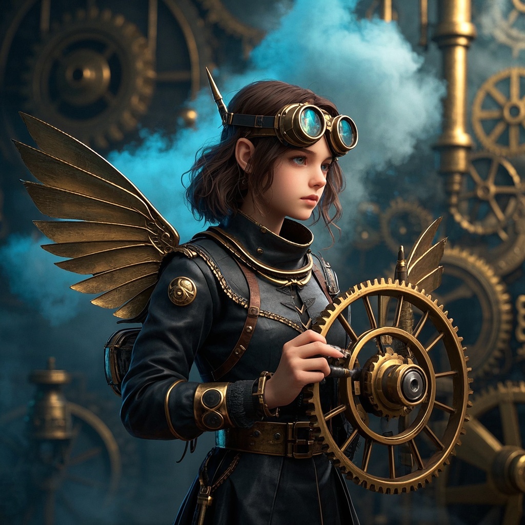 概念艺术师-蒸汽朋克少女烟雾幻境-情绪板与设定