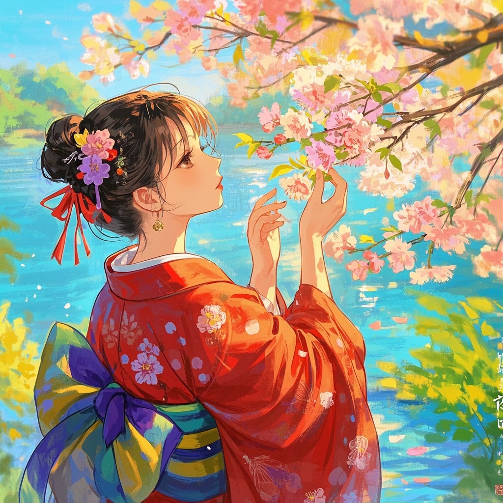 广告设计师-和风广告材料中的和服女性创意