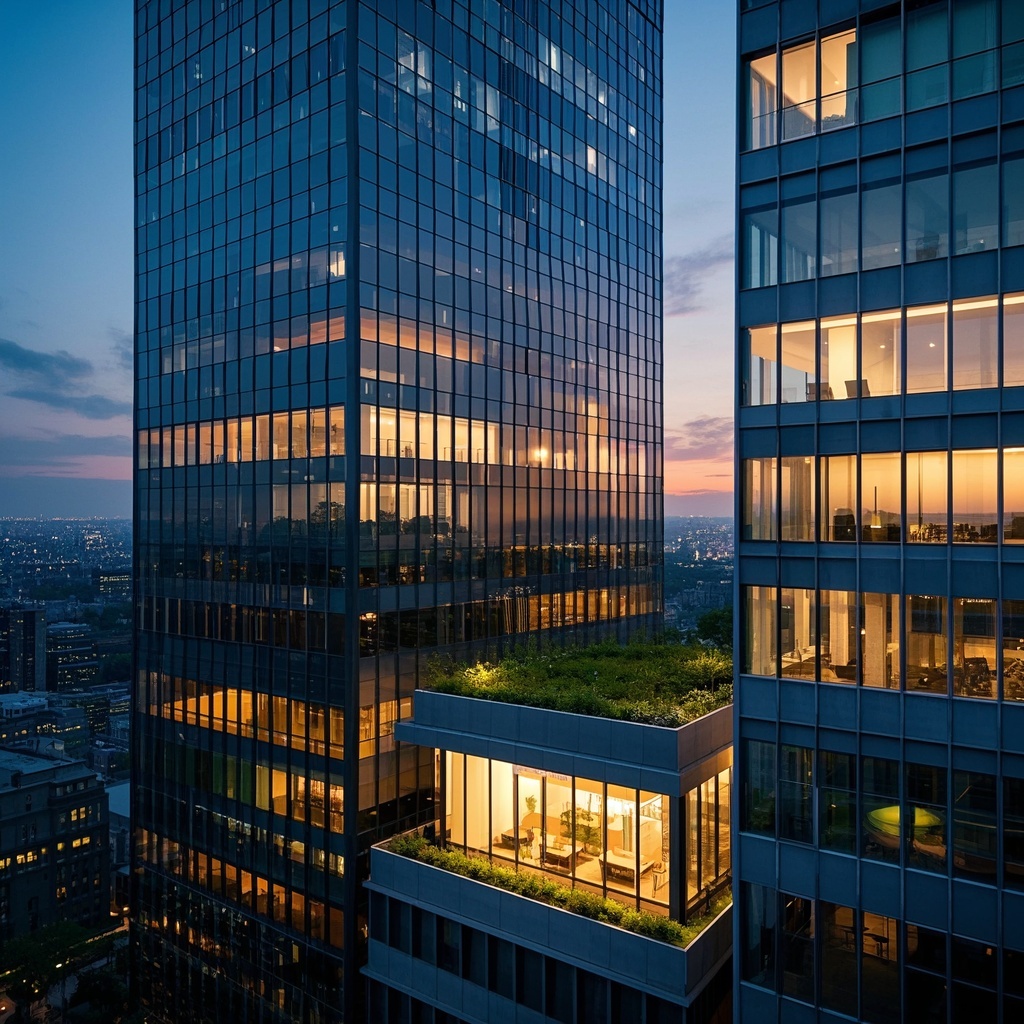 建筑设计师-外立面概念与光影研究-都市玻璃幕墙现代办公楼
