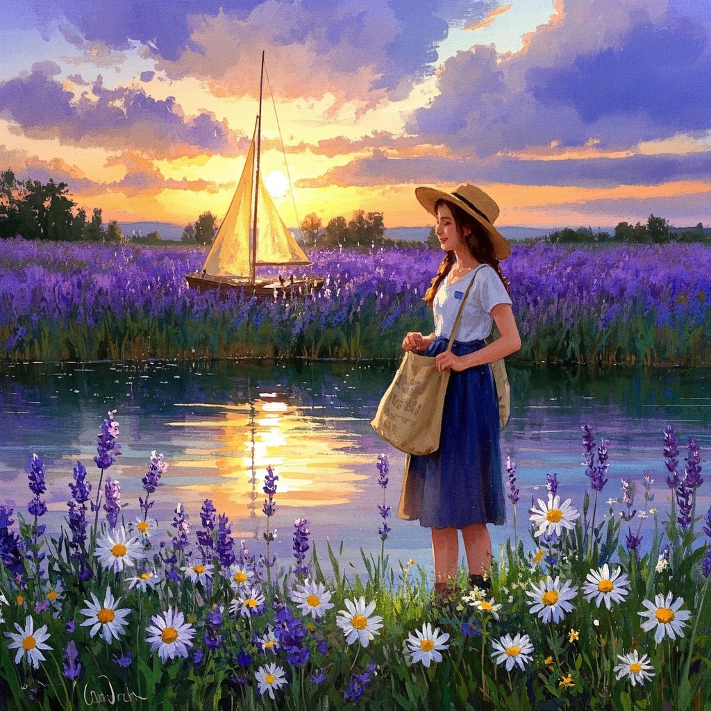 品牌营销设计师-夏日活动海报KV-湖畔花语水彩绘