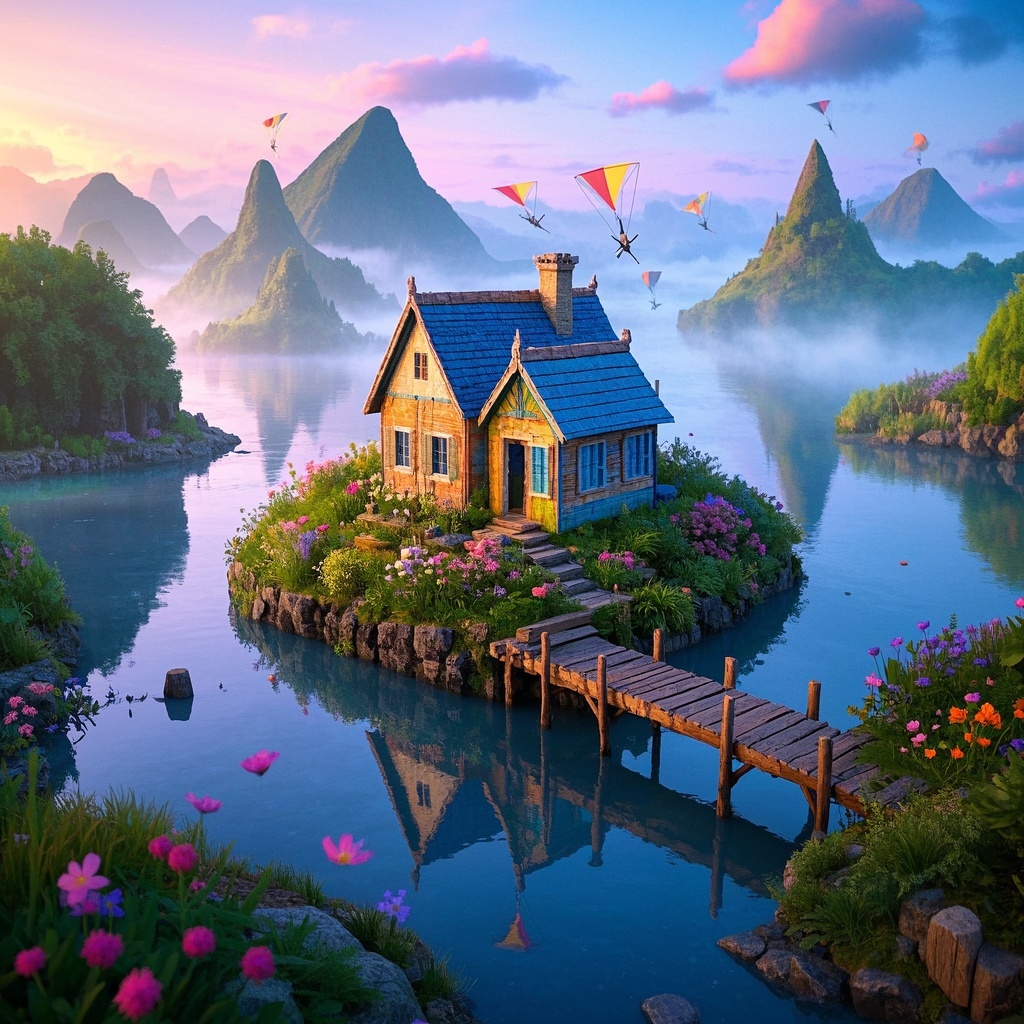 《浮岛孤居微缩梦境》-插画系列色彩探索